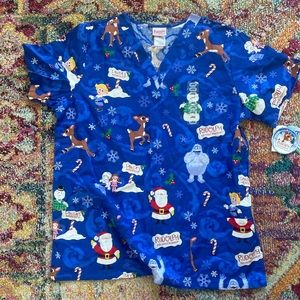 Rudolph scrub top. Unisex size Large.